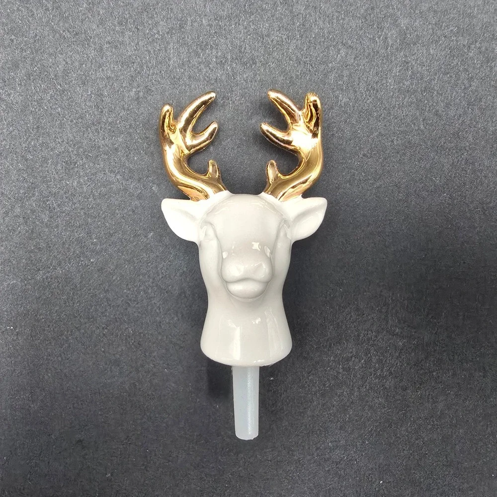 Nora Fleming Oh Deer Mini Stag Head White Gold Antlers Ceramic Retired Holiday
